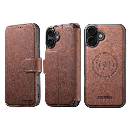 Suteni Q05 2-in-1 Multi-function MagSafe Wallet Litchi Leather Phone Case