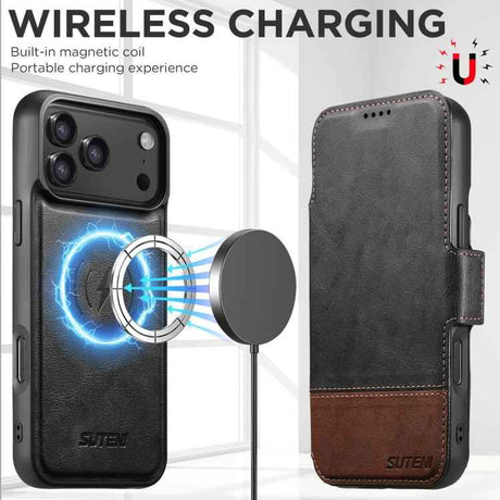 Suteni Q06 2-in-1 Multi-function Detachable Wallet MagSafe Phone Case