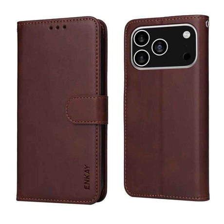 ENKAY Card Wallet Calf Texture Leather Phone Case with Thickened Glue No White Edge Film