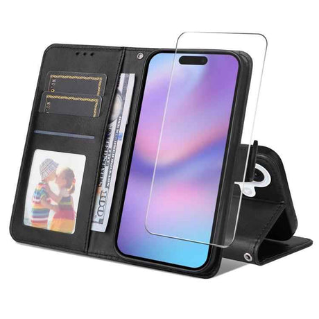 ENKAY Card Wallet Calf Texture Leather Phone Case with Thickened Glue No White Edge Film