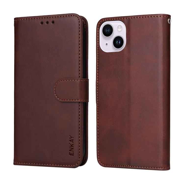 ENKAY Card Wallet Calf Texture Leather Phone Case with Thickened Glue No White Edge Film