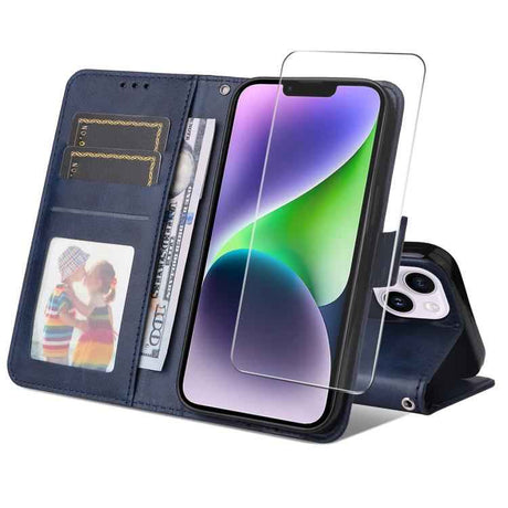 ENKAY Card Wallet Calf Texture Leather Phone Case with Thickened Glue No White Edge Film