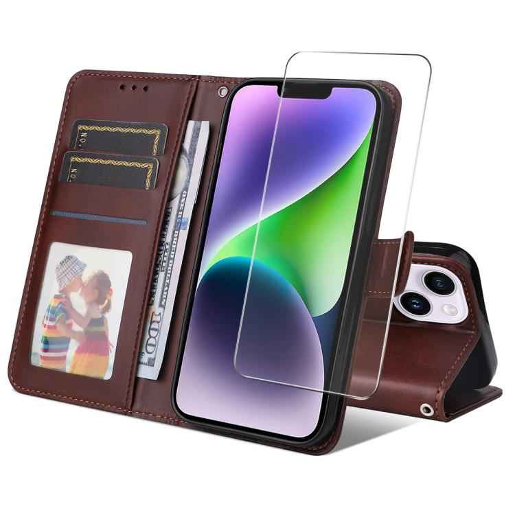 ENKAY Card Wallet Calf Texture Leather Phone Case with Thickened Glue No White Edge Film
