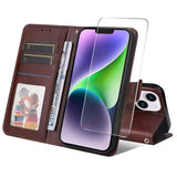 ENKAY Card Wallet Calf Texture Leather Phone Case with Thickened Glue No White Edge Film