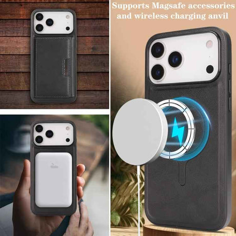 Kalebol Strong Magnetic MagSafe Tri-Fold Wallet Leather Phone Case