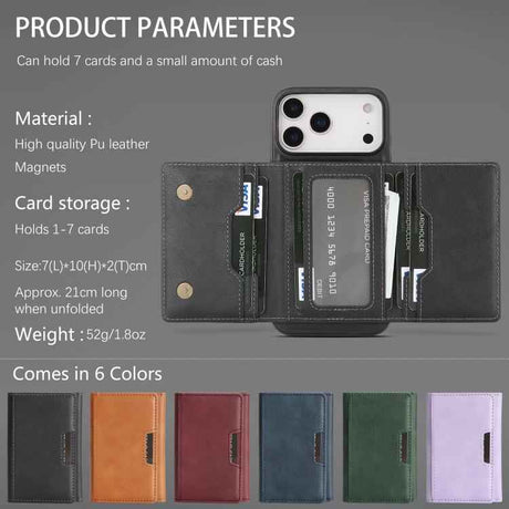 Kalebol Strong Magnetic MagSafe Tri-Fold Wallet Leather Phone Case