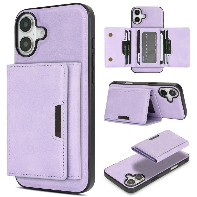 Kalebol Strong Magnetic MagSafe Tri-Fold Wallet Leather Phone Case