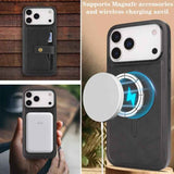 Kalebol Magnetic Button Card Bag MagSafe Ring Leather Phone Case