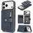 Kalebol Magnetic Button Card Bag MagSafe Ring Leather Phone Case