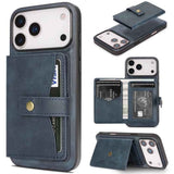 Kalebol Magnetic Button Card Bag MagSafe Ring Leather Phone Case