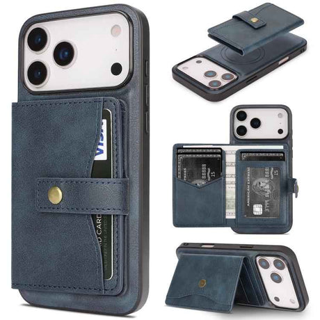 Kalebol Magnetic Button Card Bag MagSafe Ring Leather Phone Case