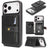 Kalebol Magnetic Button Card Bag MagSafe Ring Leather Phone Case