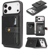 Kalebol Magnetic Button Card Bag MagSafe Ring Leather Phone Case