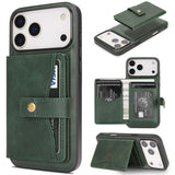 Kalebol Magnetic Button Card Bag MagSafe Ring Leather Phone Case