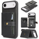 Kalebol Magnetic Button Card Bag MagSafe Ring Leather Phone Case