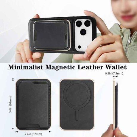 Kalebol Slim MagSafe Ring Magnetic Card Bag Leather Phone Case