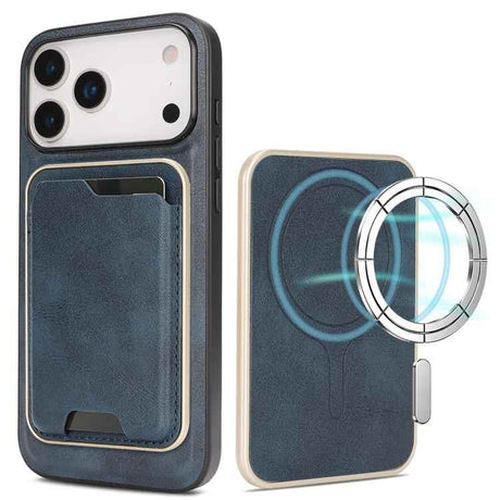 Kalebol Slim MagSafe Ring Magnetic Card Bag Leather Phone Case
