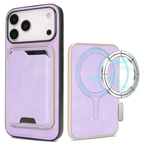 Kalebol Slim MagSafe Ring Magnetic Card Bag Leather Phone Case