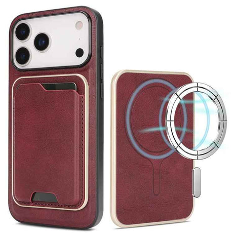 Kalebol Slim MagSafe Ring Magnetic Card Bag Leather Phone Case