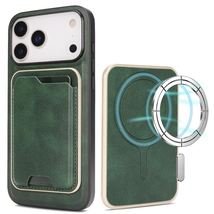 Kalebol Slim MagSafe Ring Magnetic Card Bag Leather Phone Case