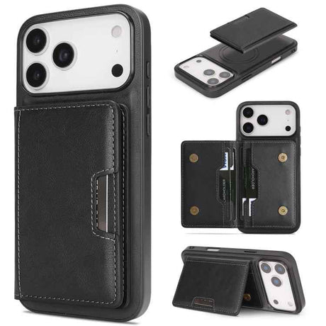 Kalebol Strong MagSafe Magnetic Two-Fold Card Bag Leather Phone Case