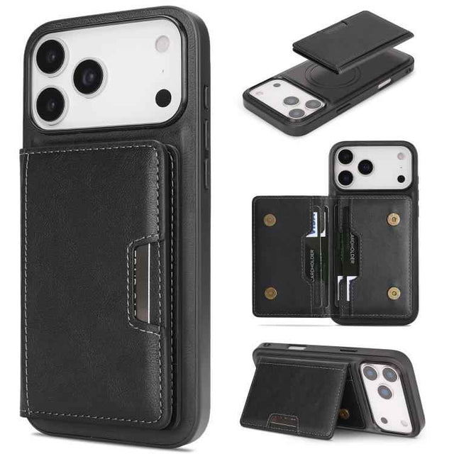 Kalebol Strong MagSafe Magnetic Two-Fold Card Bag Leather Phone Case
