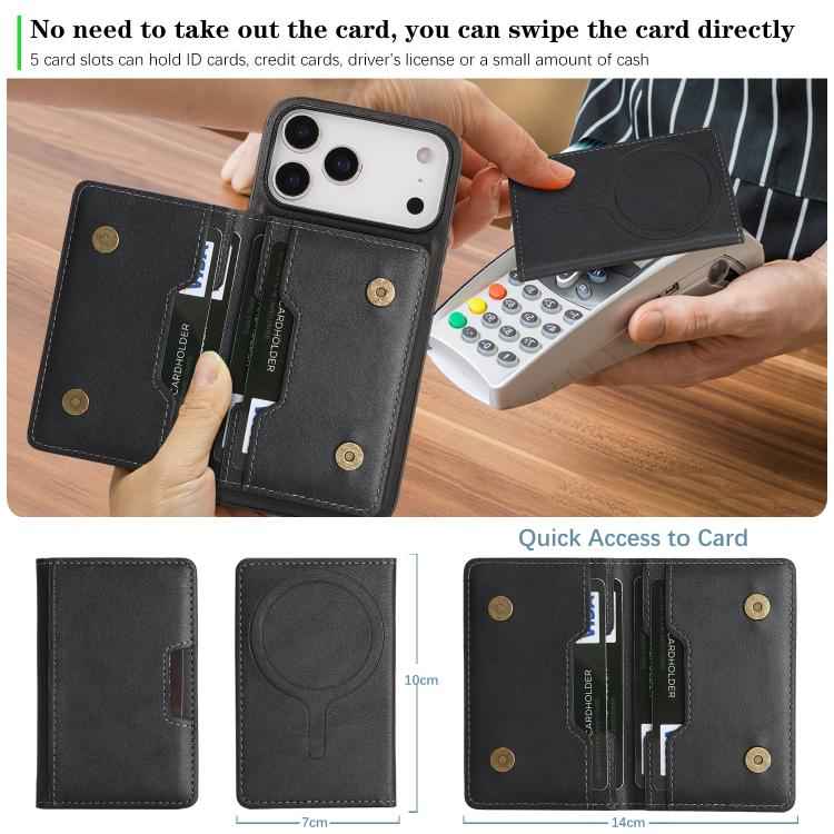 Kalebol Strong MagSafe Magnetic Two-Fold Card Bag Leather Phone Case