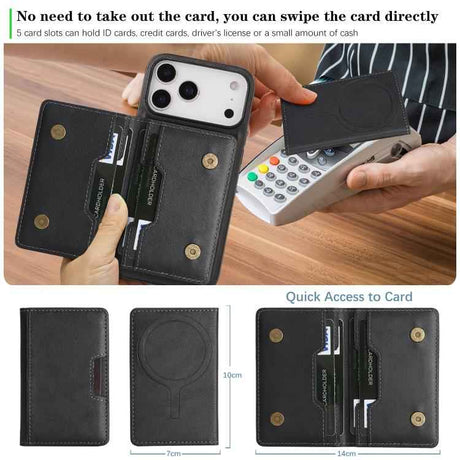 Kalebol Strong MagSafe Magnetic Two-Fold Card Bag Leather Phone Case
