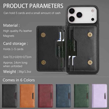 Kalebol Strong MagSafe Magnetic Two-Fold Card Bag Leather Phone Case
