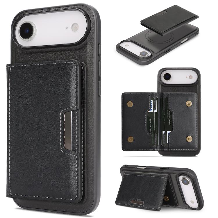 Kalebol Strong MagSafe Magnetic Two-Fold Card Bag Leather Phone Case
