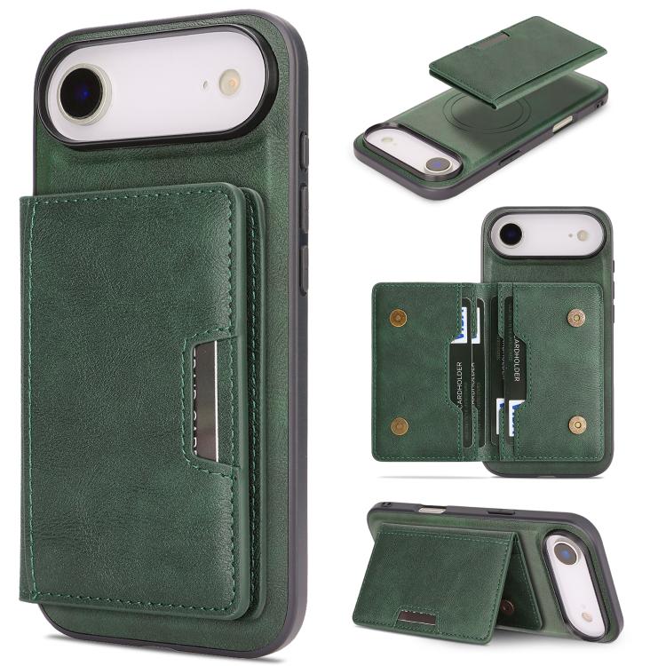 Kalebol Strong MagSafe Magnetic Two-Fold Card Bag Leather Phone Case