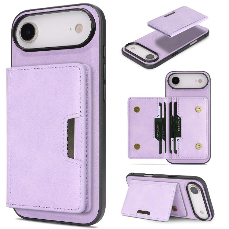Kalebol Strong MagSafe Magnetic Two-Fold Card Bag Leather Phone Case
