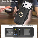 Kalebol Strong MagSafe Ring Magnetic Card Bag Holder Leather Phone Case