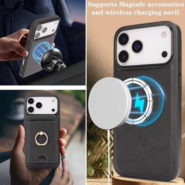 Kalebol MagSafe Leather Phone Case with Strong Magnetic Card Bag Holder