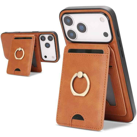 Kalebol Strong MagSafe Ring Magnetic Card Bag Holder Leather Phone Case