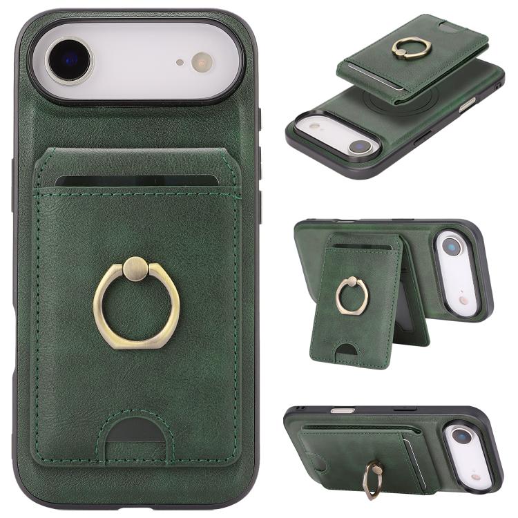 Kalebol Strong MagSafe Ring Magnetic Card Bag Holder Leather Phone Case