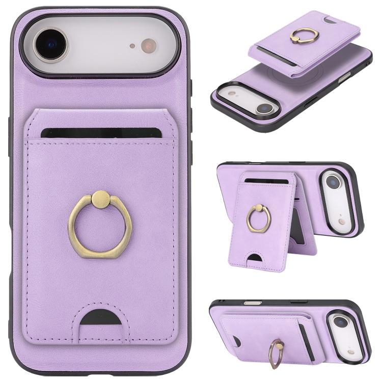 Kalebol Strong MagSafe Ring Magnetic Card Bag Holder Leather Phone Case