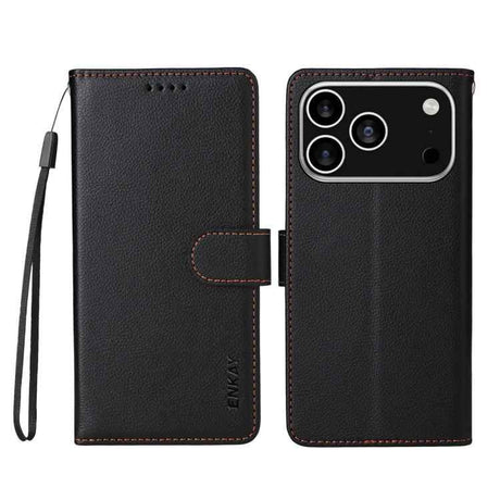 ENKAY RFID Blocking Wallet Kickstand Litchi Texture Leather Phone Case