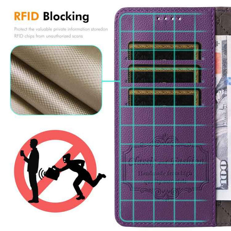 ENKAY RFID Blocking Wallet Kickstand Litchi Texture Leather Phone Case