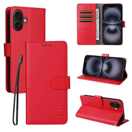 ENKAY RFID Blocking Wallet Kickstand Litchi Texture Leather Phone Case