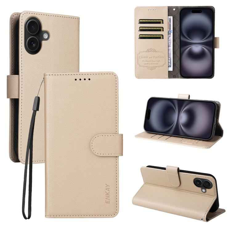 ENKAY RFID Blocking Wallet Kickstand Litchi Texture Leather Phone Case