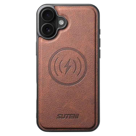 Suteni G5 Litchi Leather Magnetic MagSafe Phone Case