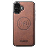 Suteni G5 Litchi Leather Magnetic MagSafe Phone Case