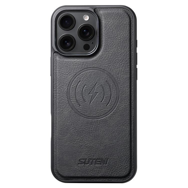 Suteni G5 Litchi Leather Magnetic MagSafe Phone Case