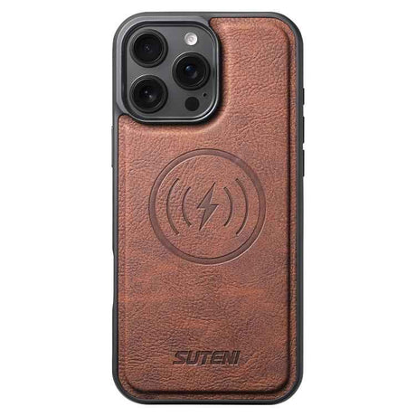 Suteni G5 Litchi Leather Magnetic MagSafe Phone Case