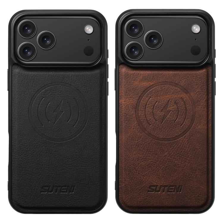 Suteni G5 Litchi Leather Magnetic MagSafe Phone Case