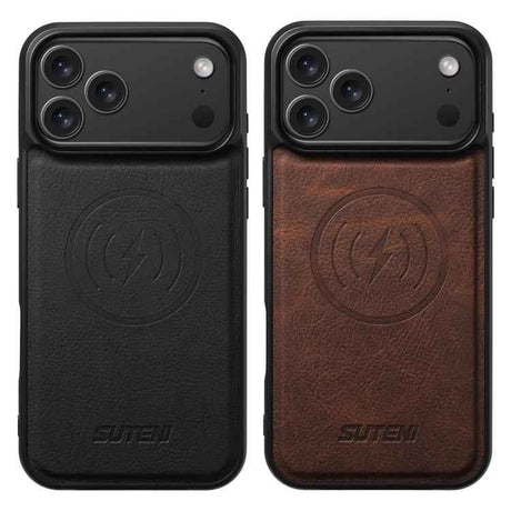 Suteni G5 Litchi Leather Magnetic MagSafe Phone Case