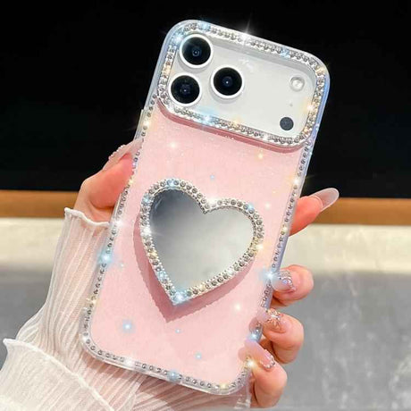 Diamond Glitter Mirror Heart Holder Phone Case