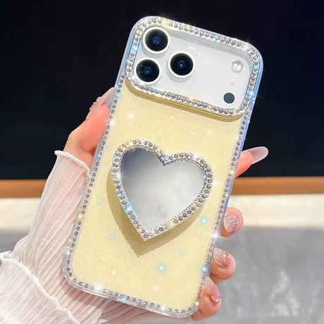 Diamond Glitter Mirror Heart Holder Phone Case