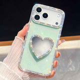 Diamond Glitter Mirror Heart Holder Phone Case